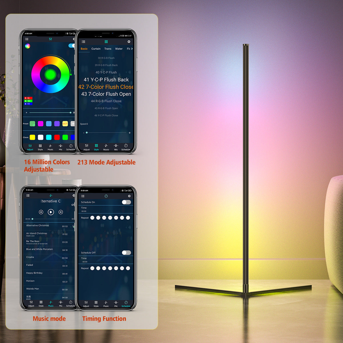 RGB Nordic Corner Floor Lamp ✨